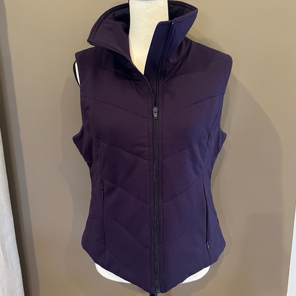 Coldwater Creek Ridgeline Ponte Plum Vest Jacket, Size Medium 10/12